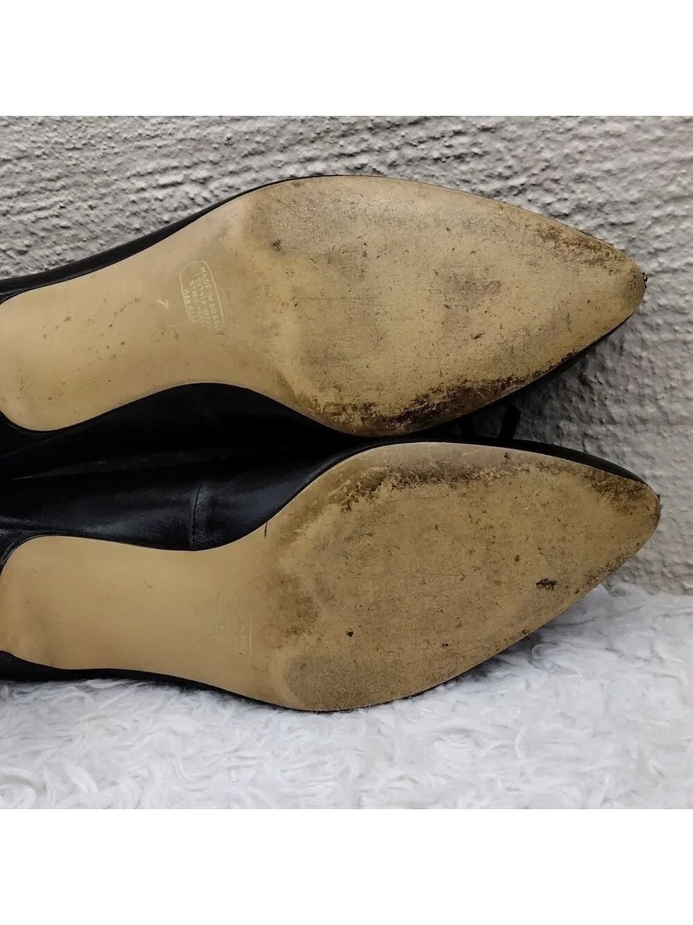 Connie Celia Black Leather Faux Bow Upper Pointed-Toe Kitten Heel Slip On Shoe